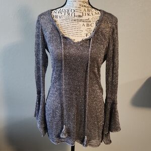 White House Black Market Metallic Gray Tunic